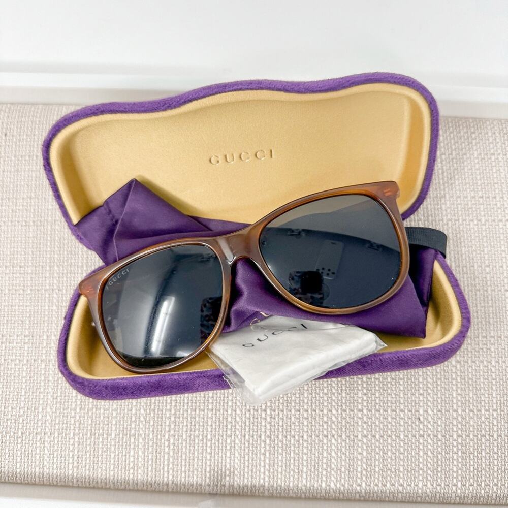 Gucci 57mm Havana Sunglasses with Brown Lenses, EUC, MSRP $370 - Picture 2 of 8